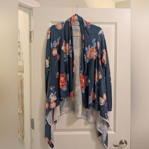EUC- Matilda Jane- Blue Floral Open Cardigan